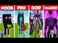 Minecraft noob vs pro vs hacker vs god enderman statue house build challenge in minecraft animation