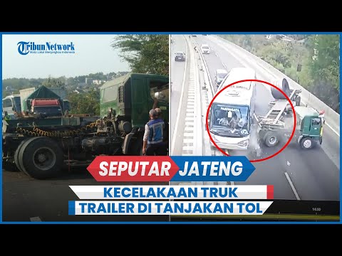 Detik-detik Kecelakaan Truk Trailer Mundur di Tanjakan Tol Semarang Jatuhkan Plat Baja