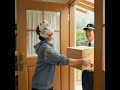日比谷幸助（サラリーマン小説家）が宅配便を受け取るシーン（AI動画）