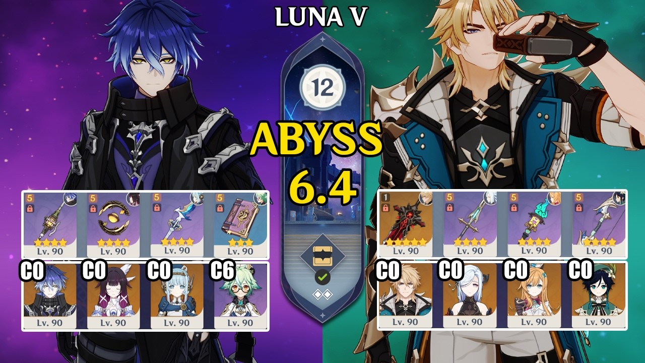 【Genshin Impact Бездна 6.4】C0 Флинс Lunar Charged & C0 Варка Double Cryo｜原神 Spiral Abyss