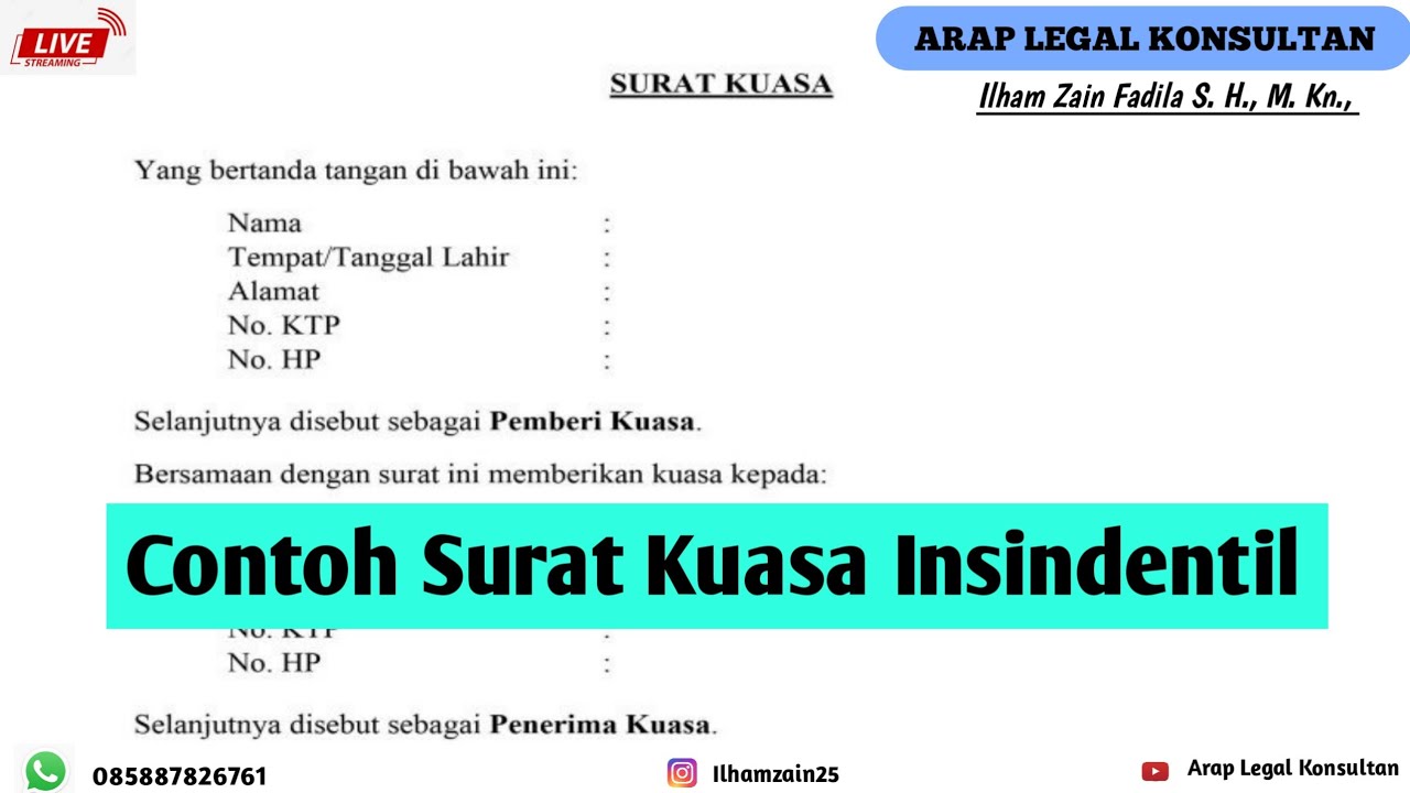 Contoh surat kuasa insidentil dan Permohonan ke pengadilan - YouTube