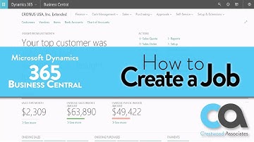 Create a Job in Microsoft Dynamics 365 Business Central