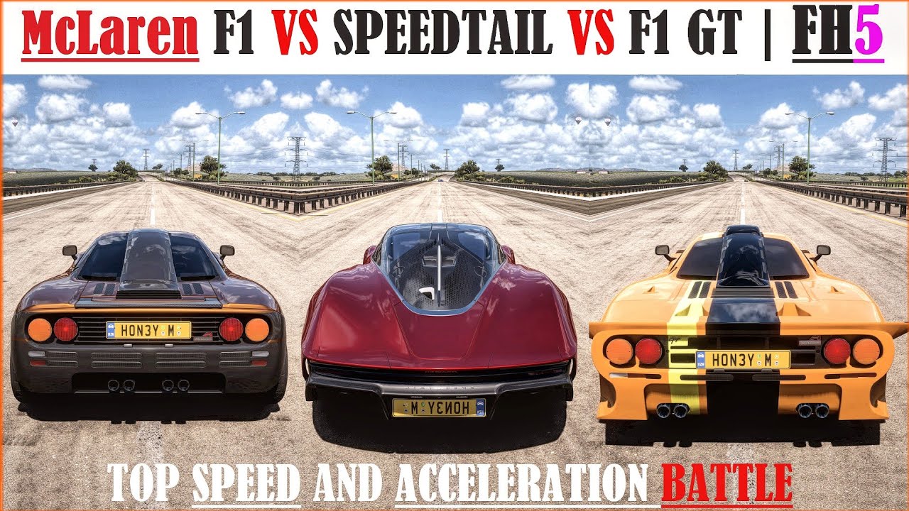 Descent Bedst offentlig FH5 Fastest McLaren! Forza Horizon 5 Mclaren SpeedTail vs F1 vs McLaren F1  GT | Top Speed Battle - YouTube