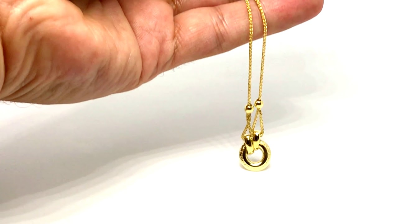 Ring Anchored To Loop Center Bolo Friendship Adjustable Bracelet In 14K Yellow Gold, 9.25"