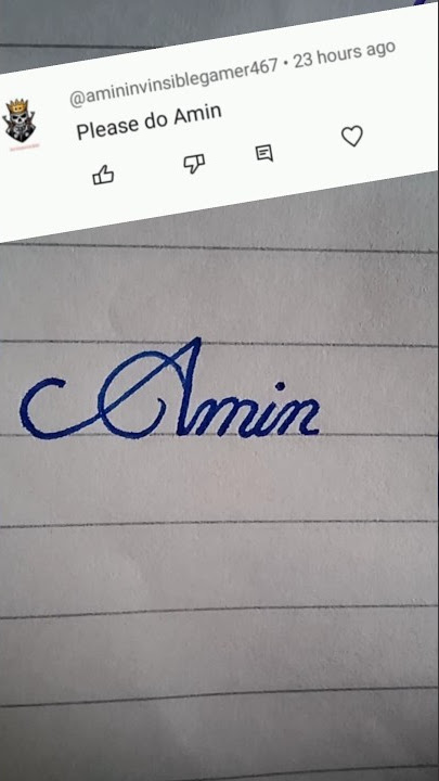 Amin beautiful name write in cursive writing #cursive#writing#beautiful#name#amin#shorts#feeds#clip
