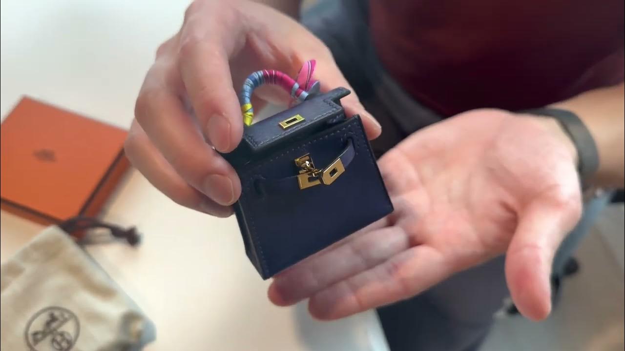 Hermes Noir Black Mini Micro Kelly Twilly Bag Charm Keychain Key Fob