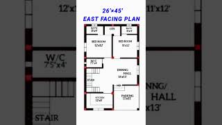 26 X 45 East Facing House Plan 26 X 45 Ghar Ka Naksha