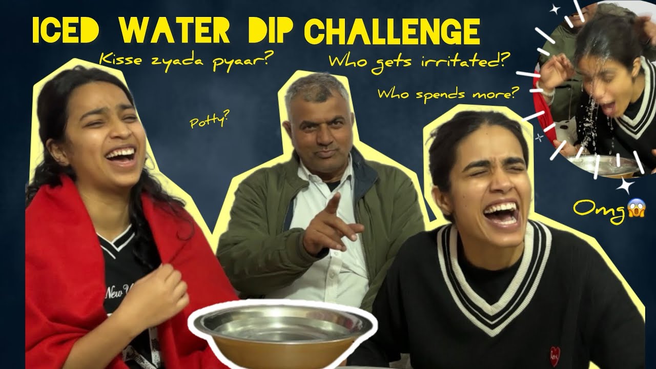 Crazy questions asked 😭😱| Iced water dip challenge with family😂|  #challenge #challengevideo #funny 