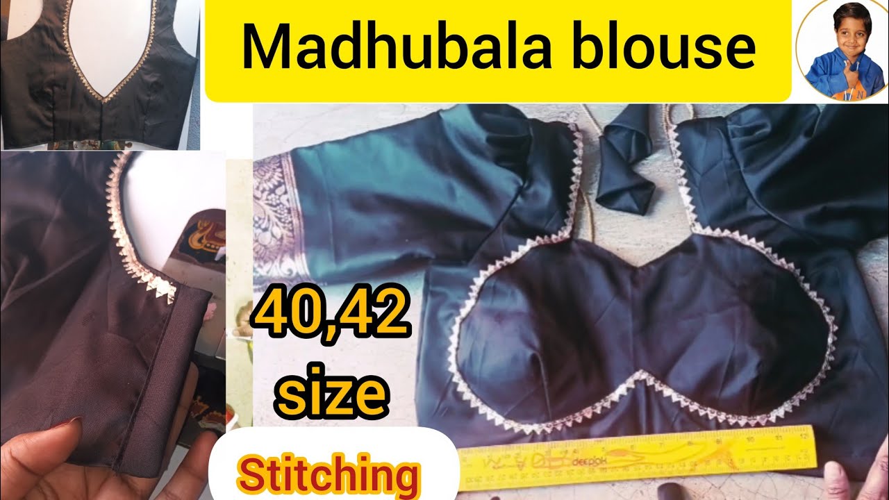 मधुबाला ब्लाउज सिलाई : स्टेप-बाय-स्टेप सीखें | Madhubala Blouse Stitching (Size 40, 42) Puff Sleeves