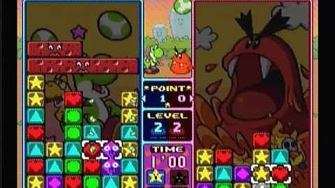 Tetris Attack Vs on Super Nintendo 1st Match