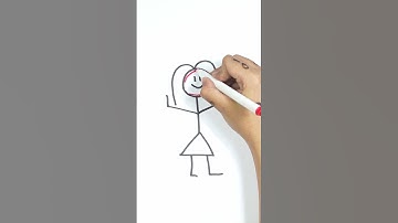 GIRL STICK FIGURE DRAWING | EASY DRAWING IDEAS FOR KIDS #art #shorts #ytshorts #trending #viralvideo