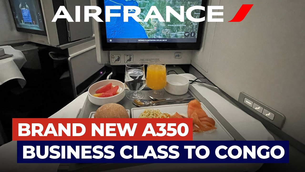 PARIS CDG - BRAZZAVILLE 🇨🇬 via KINSHASA | AIR FRANCE BUSINESS CLASS A350 | 4K