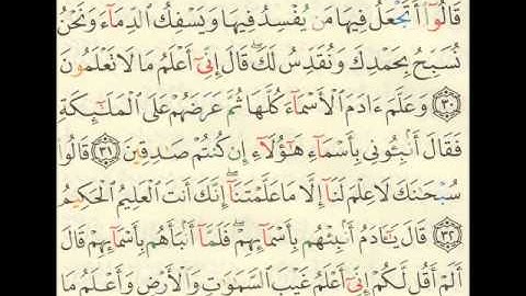 سورة البقره من الاية 30 الى الاية 33