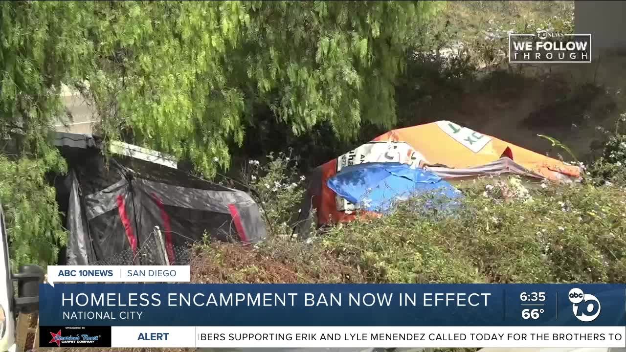 National City's homeless encampment ban takes effect - YouTube