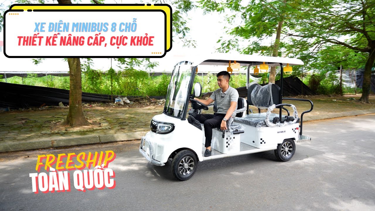 GIỚI THIỆU CHI TIẾT XE ĐIỆN MINIBUS 4 BÁNH CHỞ 8 NGƯỜI LỚN | Xe Điện Mạnh Phát