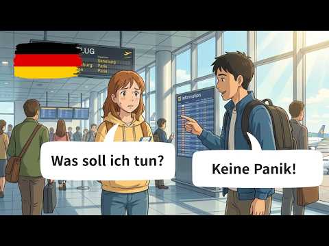 Video Simple German Conversations at the Airport for beginners | Real-Life German Dialogues (A1-A2)