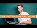 How To Write An Article Critique