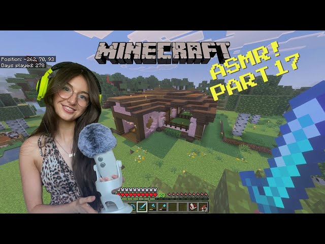 ASMR 1 hour Build with me Minecraft gameplay!🌾 (PS5 controller sounds, whispers, mic brushing) 