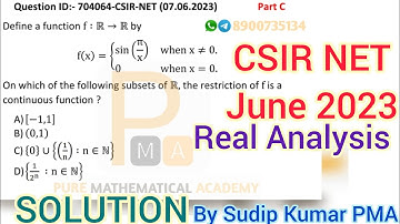 CSIR NET June 2023 Mathematics | Real Analysis Solution | Q.Id 704064 | December 2023 by Sudip Sir
