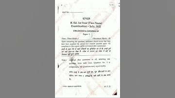 Mdu b.ed. 1st year question paper 2022 , "Childhood and Growing up"
