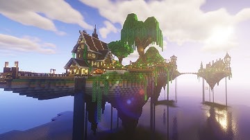 Minecraft Timelapse Survival | Cottage on a Floating Island with Custom Trees