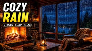 Cozy Rain and Fireplace Sounds for Sleeping  8 Hours Relaxing Ambience