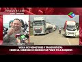 VIGILIA DE PRODUCTORES Y TRANSPORTISTAS EXIGEN AL GOBIERNO DE RODRIGO PAZ PONER FIN A BLOQUEOS .