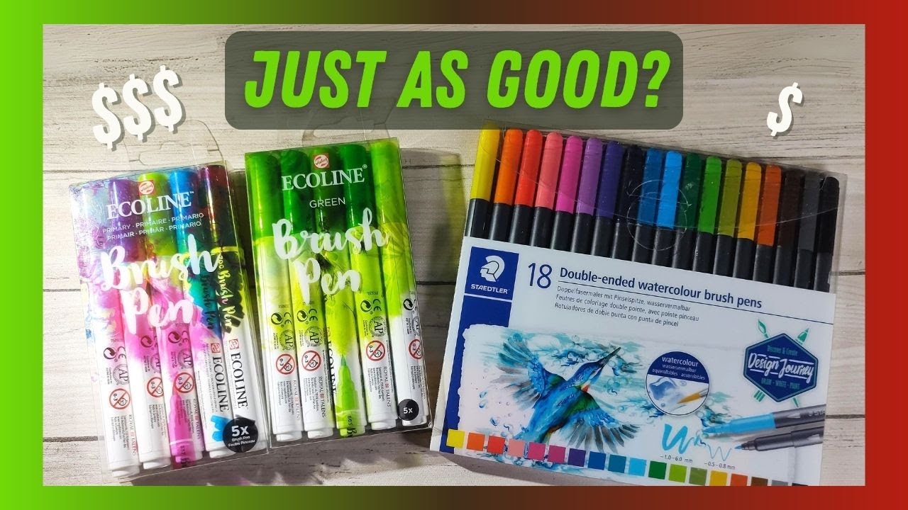 Comparing brush pens - CHEAP vs EXPENSIVE | Staedtler + Ecoline