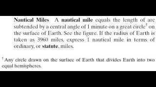 If the radius of Earth is taken as 3960 miles express 1 nautical
