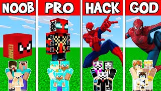 Minecraft NOOB vs PRO vs HACKER vs GOD SPIDER-MAN BUILD CHALLENGE in Minecraft !AVM SHORTS Animation