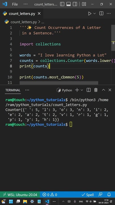 Count Letters In A Sentence In Python - YouTube