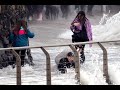 Sneaker wave in Portrush.28th Oct 2020 People  getting caught in a high water surge in Portrush.