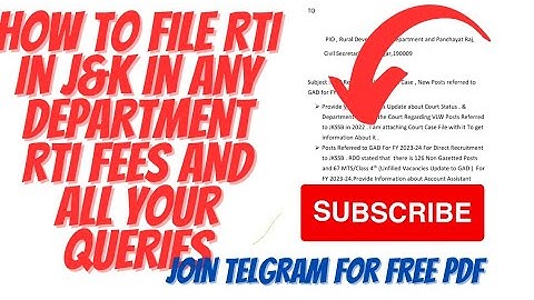 HOW TO FILE RTI IN ANY J&K DEPARTMENT ,RTI FEES AND ALL YOUR QUERIES