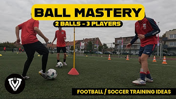 4 Ball Mastery Drills for 3 Players with 2 Balls | Improve Touch, Control & Two-Footed Skills