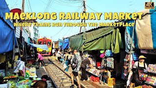 Maeklong Railway Market: Where Trains Run Through the Marketplace | Mae Klong, Thailand | 4K