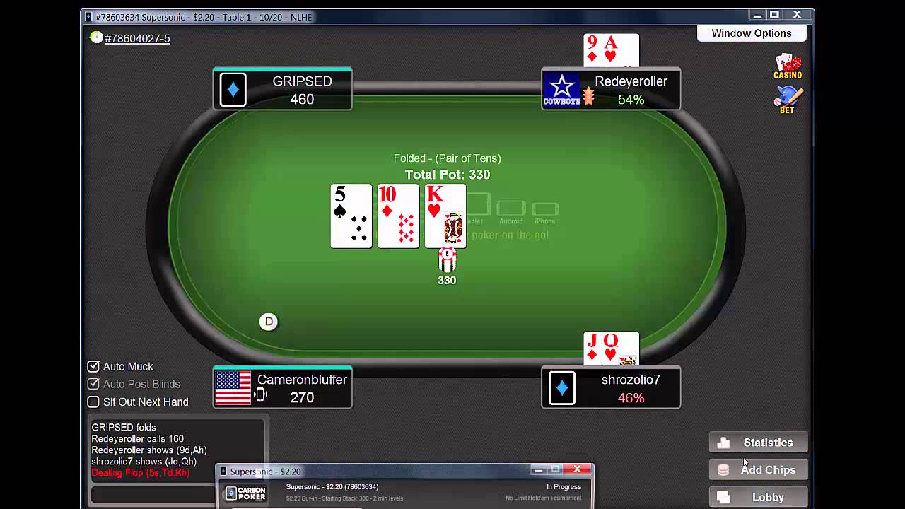 Carbon poker player to player transfer