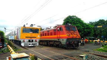 Rarest Furious Train Crossing : Balurghat Express Aggresive Speedy meeting Emu Local at Railgate