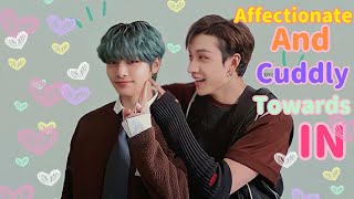 Bang Chan being affectionate and cuddly towards IN (jeongin)