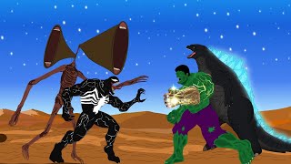 Godzilla, Hulk .Vs Siren Head, Venon: Infinity War | GODZILLA VS SUPERHERO MOVIE
