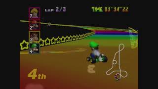 Mario Kart 64 - Rainbow Road gameplay (N64, 150cc, 1st place)