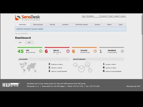 SensDesk IoT portal Tutorial 1 - Dashboard