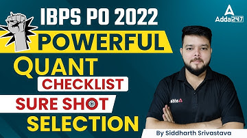 IBPS PO 2022 | Maths By Siddharth Srivastava | Quant Sure Shot Selection Strategy