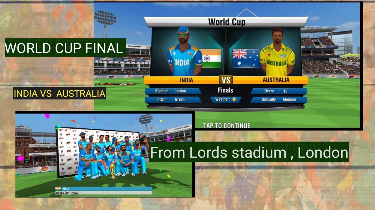 Wcc2 World Cup final match  gameplay India Vs Australia