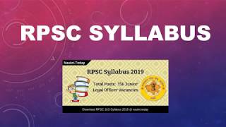 RPSC Syllabus 2019 Download For 156 Jr. Legal Officer Exam Pattern