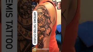 Clock Comp And Anchor Tattoo Designs