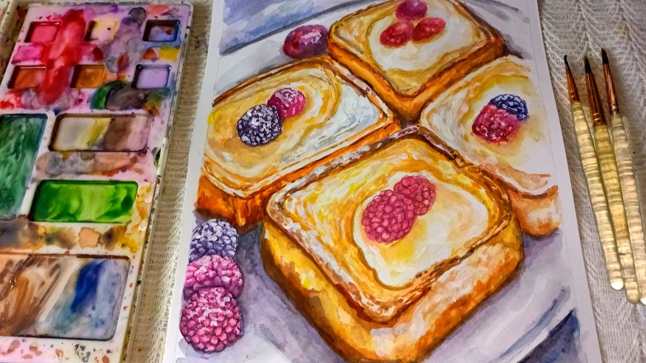 🥪 Cozy Paint with me || food art, 🎨Satisfying painting: [Cheese Toasts]