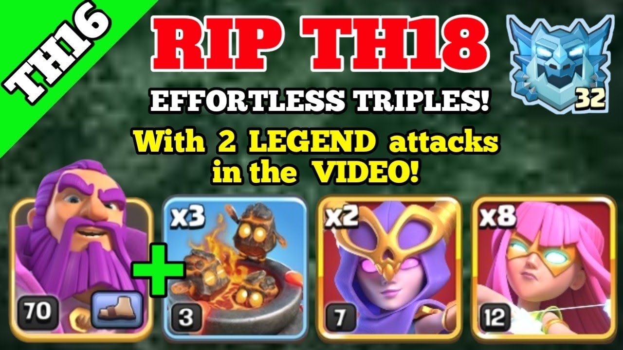 Most BROKEN Th16 vs Th18 Combo: GW Walk+ 2X Super Witch+ 8X Super