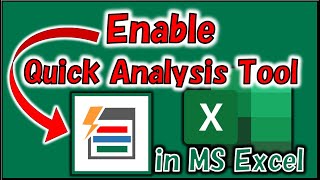 How to Enable Quick Analysis Tool in Excel? | Quick Analysis Tool kaise Enable Kare | Excel Tutorial