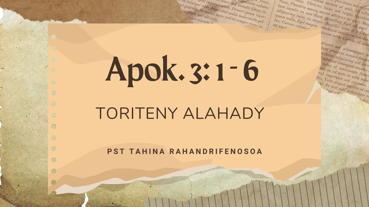 Toriteny Alahady (Apo. 3: 1 - 6)
