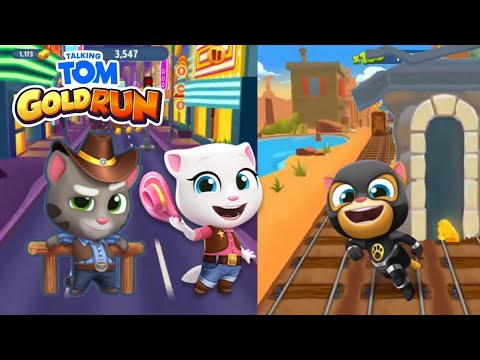 Talking Tom Gold Run - Cowboy Tom Vs Cowboy Angela Vs Super Ginger
